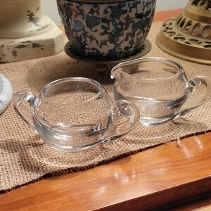 Tiffin 1951  Clear Glass Creamer and Sugar Set